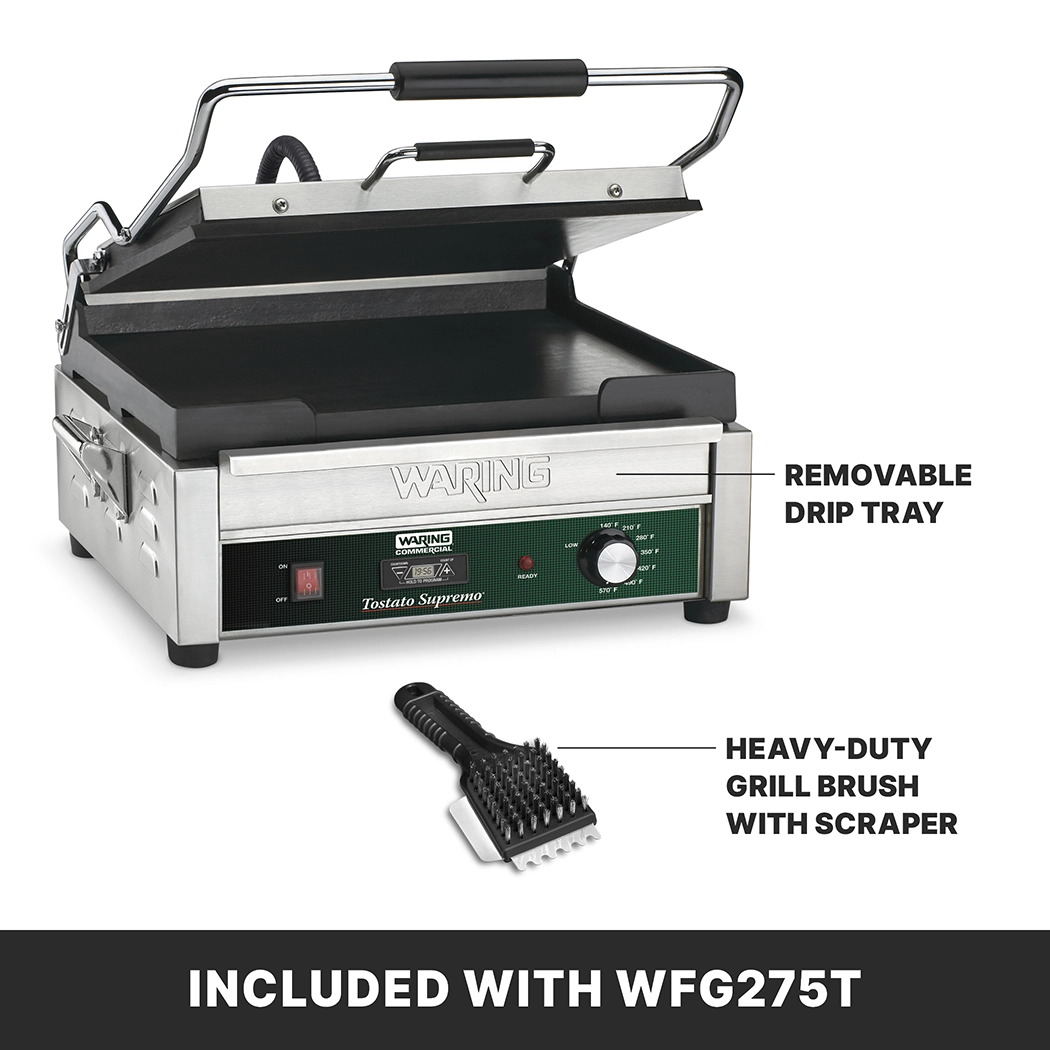 Flat Panini Grill with Timer, 14" x 14"